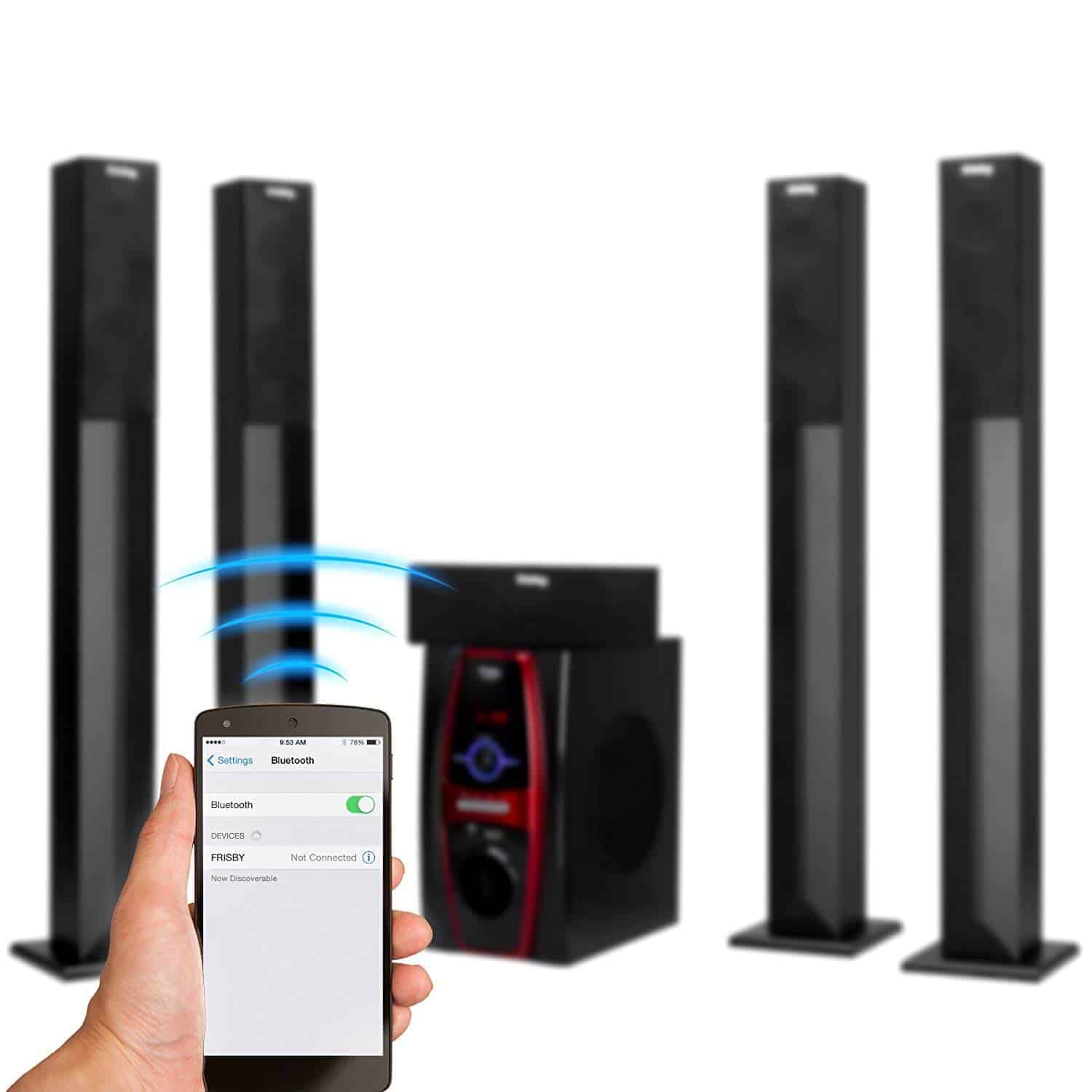 Frisby Stereo Home Theater System Tower Satellite Speakers