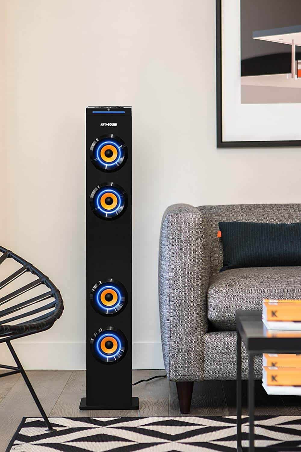 Wall Powered Bluetooth Tower Speaker with Lights