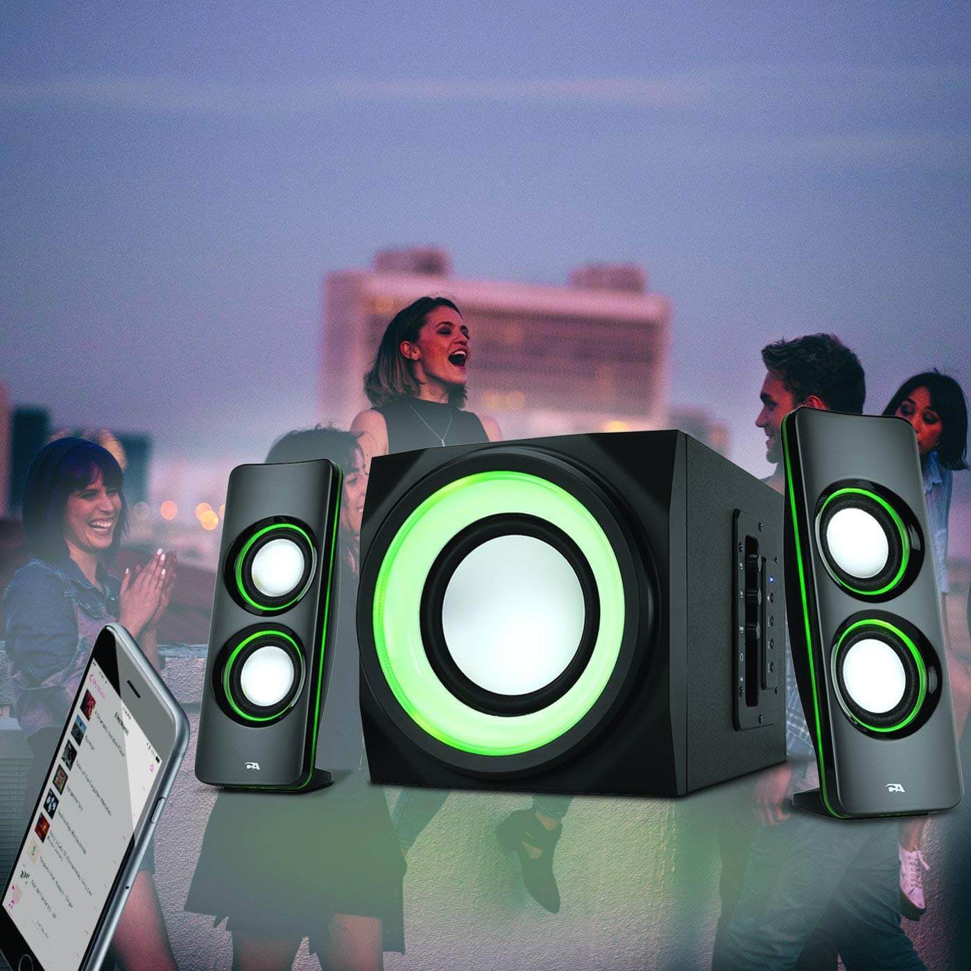 Cyber Acoustics Bluetooth Speakers with LED Lights
