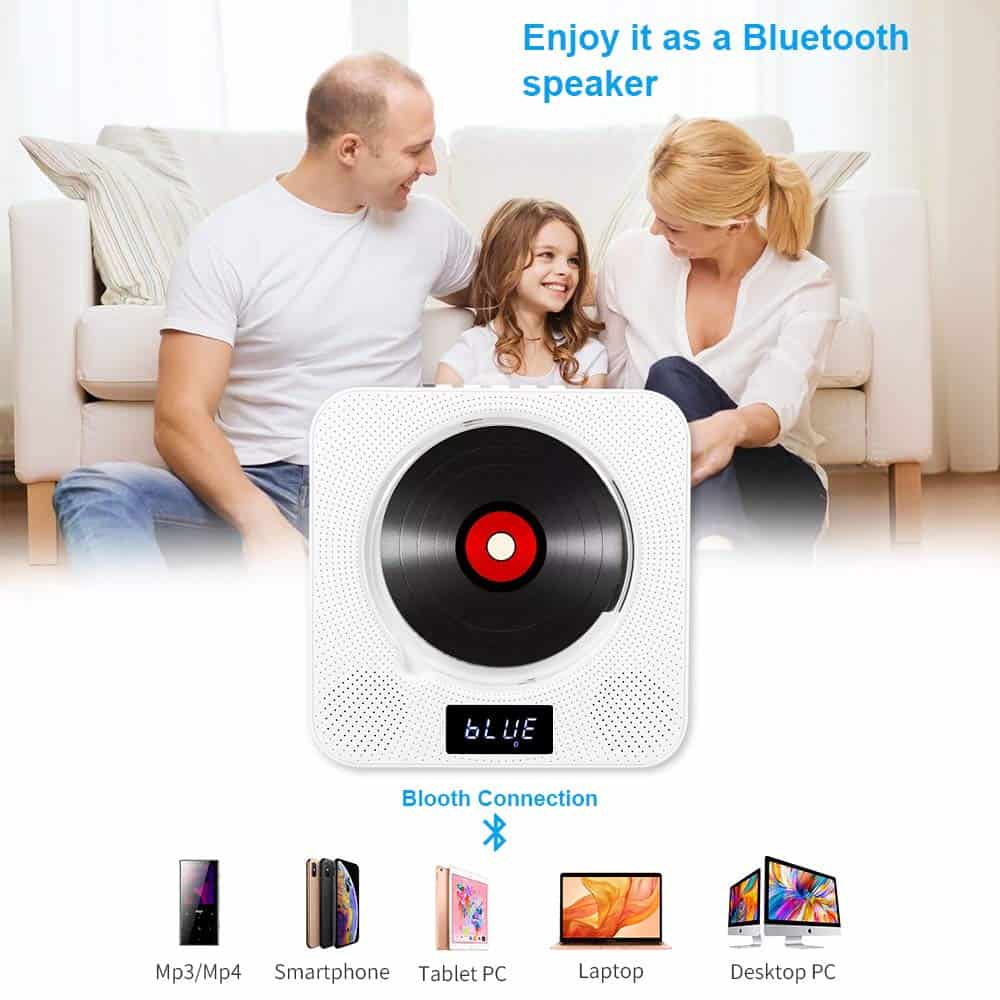 Rayrow Wall Mountable DVD Bluetooth Player with Built-in HiFi Speakers 