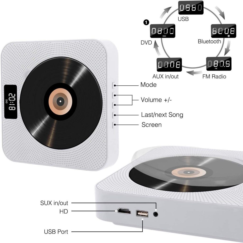 YACEG Portable Bluetooth DVD/CD Player