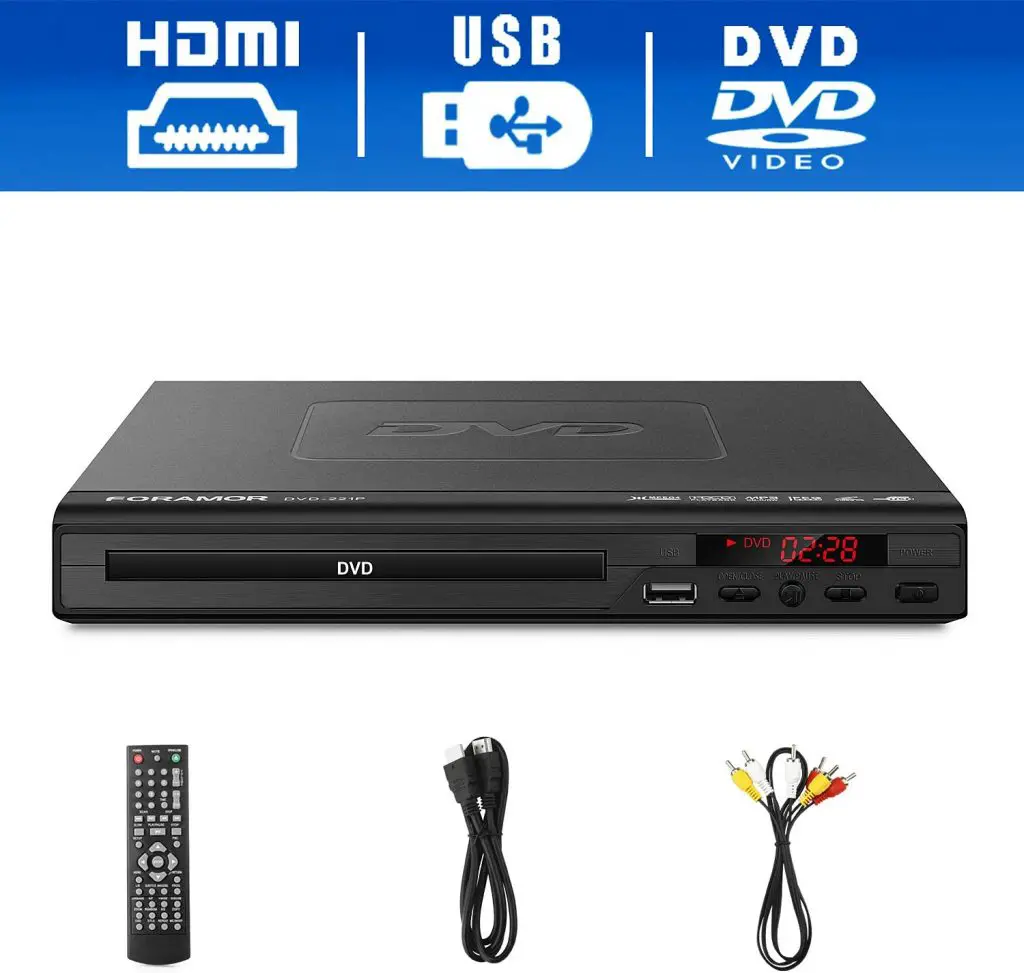 Foramor DVD Player for TV Support, 1080P Full HD with HDMI Cable Remote Control 