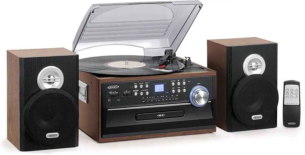 jensen 3-Speed Turntable with Front Loading CD Player